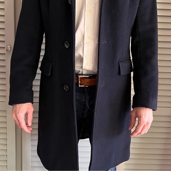 J. Crew Ludlow Dark Navy Blue Wool Cashmere Men's Topcoat Size 34S - Picture 5 of 10